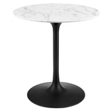 Lippa Black/White 28" Round Faux Marble Dining Table - Ornate Home