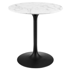Lippa Black/White 28" Round Faux Marble Dining Table - Ornate Home