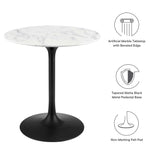 Lippa Black/White 28" Round Faux Marble Dining Table - Ornate Home