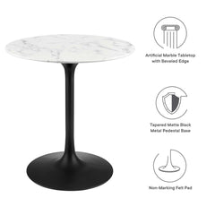 Lippa Black/White 28" Round Faux Marble Dining Table - Ornate Home