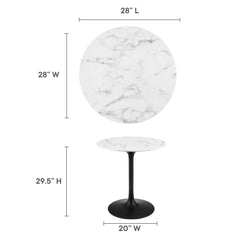 Lippa Black/White 28" Round Faux Marble Dining Table - Ornate Home
