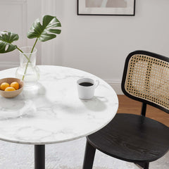 Lippa Black/White 28" Round Faux Marble Dining Table - Ornate Home