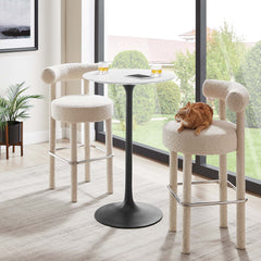 Lippa Black/White 28" Round Wood Bar Table - Ornate Home
