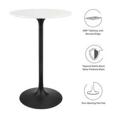 Lippa Black/White 28" Round Wood Bar Table - Ornate Home