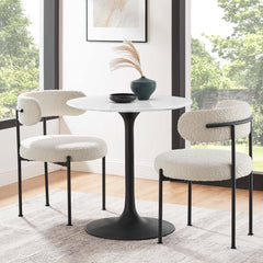 Lippa Black/White 28" Round Wood Dining Table - Ornate Home