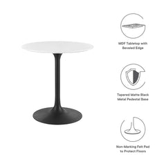 Lippa Black/White 28" Round Wood Dining Table - Ornate Home