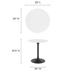 Lippa Black/White 28" Round Wood Dining Table - Ornate Home