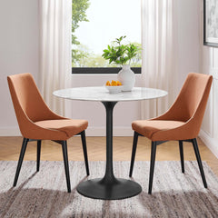 Lippa Black/White 36" Round Faux Marble Dining Table - Ornate Home