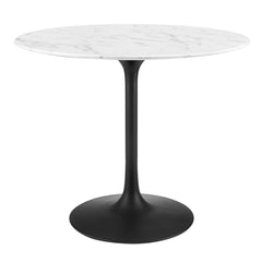 Lippa Black/White 36" Round Faux Marble Dining Table - Ornate Home
