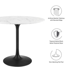 Lippa Black/White 36" Round Faux Marble Dining Table - Ornate Home