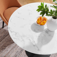 Lippa Black/White 36" Round Faux Marble Dining Table - Ornate Home