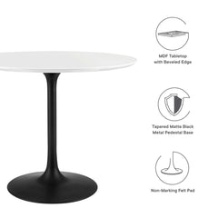 Lippa Black/White 36" Round Wood Dining Table - Ornate Home