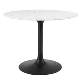 Lippa Black/White 40" Round Faux Marble Dining Table - Ornate Home