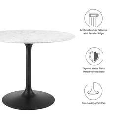 Lippa Black/White 40" Round Faux Marble Dining Table - Ornate Home