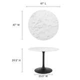 Lippa Black/White 40" Round Faux Marble Dining Table - Ornate Home