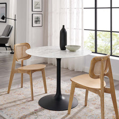 Lippa Black/White 40" Round Faux Marble Dining Table - Ornate Home