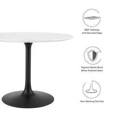 Lippa Black/White 40" Round Wood Dining Table - Ornate Home
