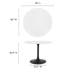 Lippa Black/White 40" Round Wood Dining Table - Ornate Home