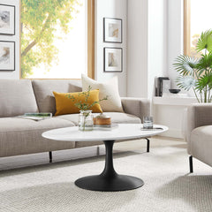 Lippa Black/White 42" Oval Wood Coffee Table - Ornate Home