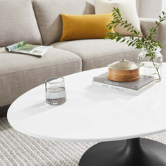 Lippa Black/White 42" Oval Wood Coffee Table - Ornate Home