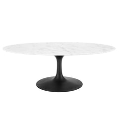 Lippa Black/White 48" Oval Faux Marble Coffee Table - Ornate Home