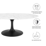 Lippa Black/White 48" Oval Faux Marble Coffee Table - Ornate Home
