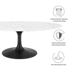 Lippa Black/White 48" Oval Faux Marble Coffee Table - Ornate Home