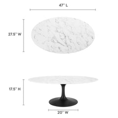 Lippa Black/White 48" Oval Faux Marble Coffee Table - Ornate Home