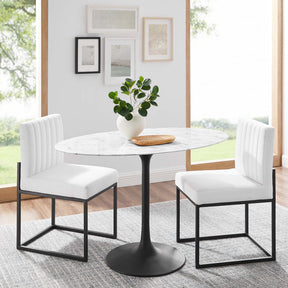 Lippa Black/White 48" Oval Faux Marble Dining Table - Ornate Home