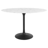 Lippa Black/White 48" Oval Faux Marble Dining Table - Ornate Home