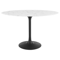 Lippa Black/White 48" Oval Faux Marble Dining Table - Ornate Home
