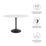 Lippa Black/White 48" Oval Faux Marble Dining Table - Ornate Home