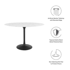 Lippa Black/White 48" Oval Faux Marble Dining Table - Ornate Home