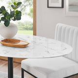 Lippa Black/White 48" Oval Faux Marble Dining Table - Ornate Home