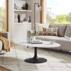 Lippa Black/White 48" Oval Wood Coffee Table - Ornate Home