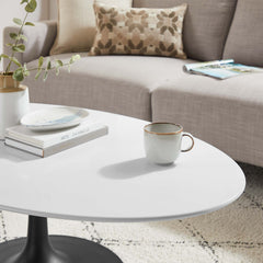 Lippa Black/White 48" Oval Wood Coffee Table - Ornate Home