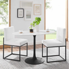 Lippa Black/White 48" Oval Wood Dining Table - Ornate Home