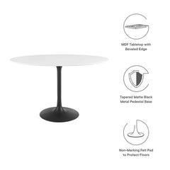 Lippa Black/White 48" Oval Wood Dining Table - Ornate Home