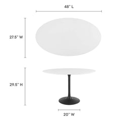 Lippa Black/White 48" Oval Wood Dining Table - Ornate Home