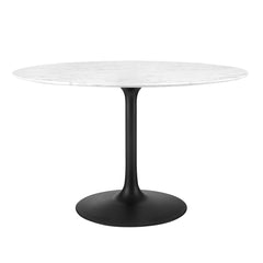 Lippa Black/White 48" Round Faux Marble Dining Table - Ornate Home