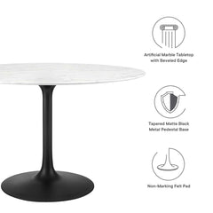 Lippa Black/White 48" Round Faux Marble Dining Table - Ornate Home
