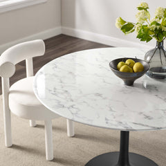 Lippa Black/White 48" Round Faux Marble Dining Table - Ornate Home