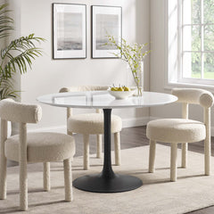 Lippa Black/White 48" Round Wood Dining Table - Ornate Home