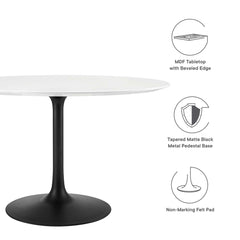 Lippa Black/White 48" Round Wood Dining Table - Ornate Home