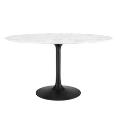 Lippa Black/White 54" Oval Faux Marble Dining Table - Ornate Home