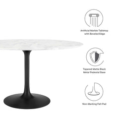 Lippa Black/White 54" Oval Faux Marble Dining Table - Ornate Home
