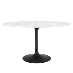 Lippa Black/White 54" Oval Faux Marble Dining Table - Ornate Home