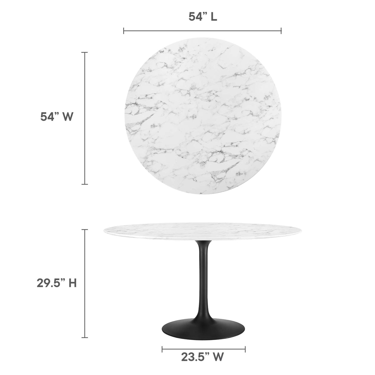 Lippa Black/White 54" Round Faux Marble Dining Table - Ornate Home
