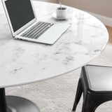 Lippa Black/White 54" Round Faux Marble Dining Table - Ornate Home