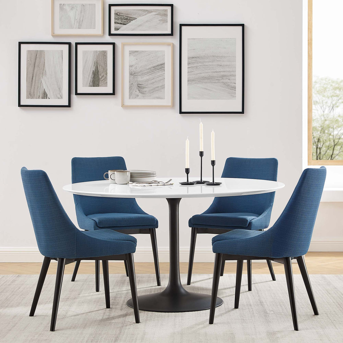 Lippa Black/White 54" Round Wood Dining Table - Ornate Home